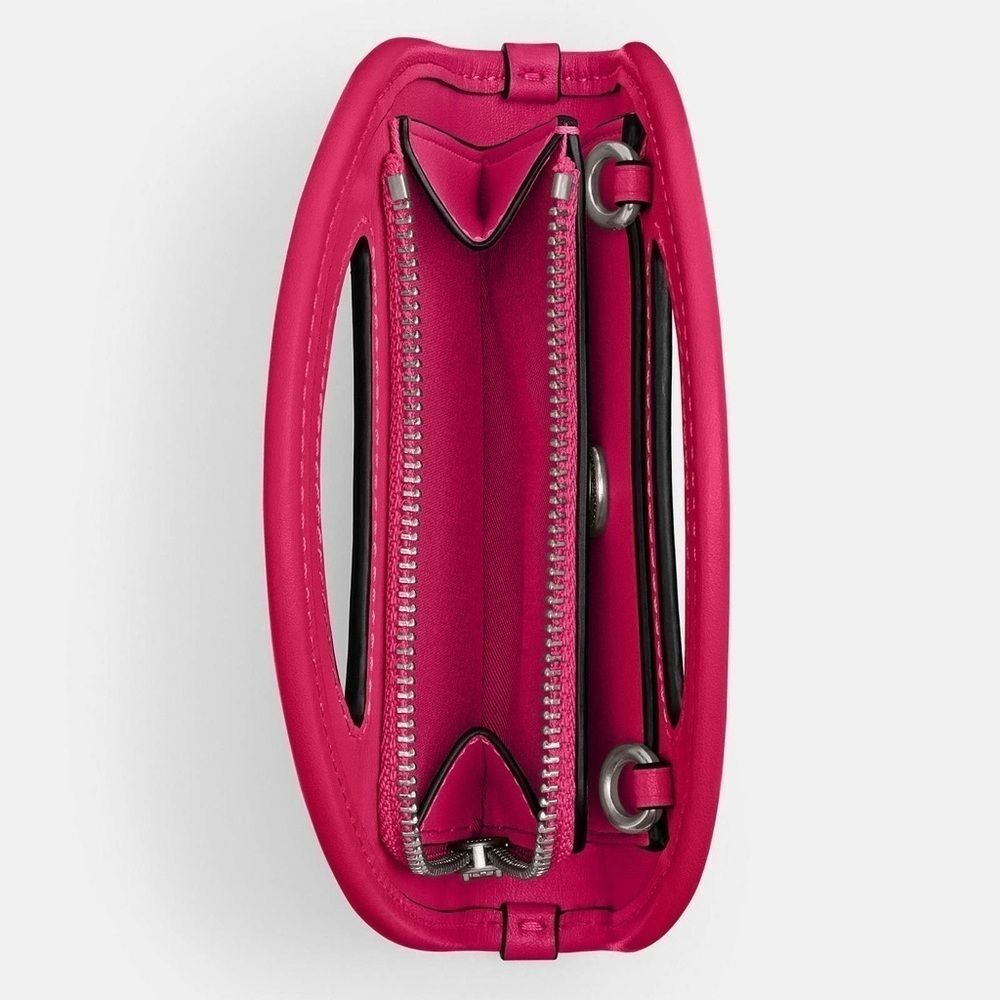 NWT COACH Top Handle Card Case Dragonfruit Pink Chain Leather Crossbody CT879 - Picture 5 of 11